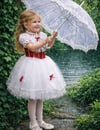Pan Kostum Mary Poppins Kız Çocuk Elbise Beyaz