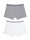 Erkek Çocuk 2'li Boxer Külot Seti %100 Pamuklu Basic Boxer Gri Beyaz
