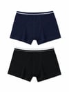 Erkek Çocuk 2'li Boxer Külot Seti %100 Pamuklu Basic Boxer Lacivert Siyah