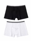 Erkek Çocuk 2'li Boxer Külot Seti %100 Pamuklu Siyah Beyaz Basic Boxer