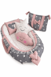 Gri Yıldızlı Lüx Ortopedik Babynest Bebek Yatağı