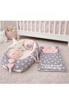 Gri Yıldızlı Pudra Ortopedik Lüx Babynest Set
