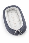 İndigo Örgü Kumaş ve Dağ Desenli Lüx Babynest - Premium Babynest