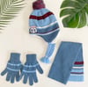 Jaju Baby 8-12 Yaş Erkek Çocuk Bordo Mavi Polar Atkı Bere Eldiven Takımı