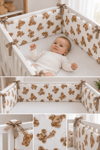 Jaju Baby Ayıcık Desenli Bebek Beşik Kenar Koruma – Fermuarlı, Yıkanabilir Kılıf, %100 Pamuk