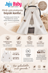 Jaju Baby Beyaz Waffle Kumaş Organik Kuzu Tasarım Puset Örtüsü ve Minderi