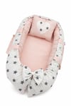 Jaju Baby  Beyaz Zemin Gri Yıldız Lüx Ortopedik Babynest Bebek Yuvası