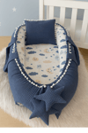 Jaju Baby Denim Waffle Pike Kumaş Müslin Kumaş Ponponlu Babynest