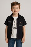 Jaju Baby Erkek Çocuk Siyah Renk Kısa Kollu Gömlek Ve T-Shirt 2'li Takım