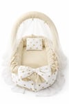 Jaju Baby Gold Mickey Kombineli Cibinlik ve Oyuncak Askılı Lüx Tasarım Fırfırlı Babynest