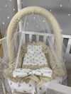Jaju Baby Gold Mickey Kombineli Cibinlik ve Oyuncak Askılı Lüx Tasarım Fırfırlı Babynest Set
