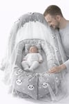 Jaju Baby Gri Panda Cibinlik ve Oyuncak Askılı Lüx Tasarım Babynest