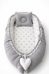 Jaju Baby Gri Waffle Pike Kumaş Micky Tasarım Ponponlu Babynest