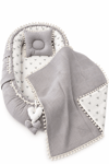 Jaju Baby Jaju Baby Gri Wafle Pike Kumaş Micky Tasarım Ponponlu 3'lü Babynest Set
