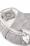 Jaju Baby Jaju Baby Gri Wafle Pike Kumaş Micky Tasarım Ponponlu 3'lü Babynest Set