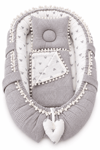 Jaju Baby Jaju Baby Gri Wafle Pike Kumaş Micky Tasarım Ponponlu 3'lü Babynest Set