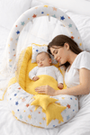 Jaju Baby Karışık Yıldızlı Sarı Cibinlik ve Oyuncak Askılı Lüx Tasarım Babynest