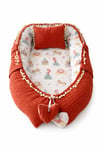 Jaju Baby Kiremit Örgü Kumaş ve Müslin Kumaş Ponponlu Babynest