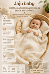 Jaju Baby Krem 4 Katlı Organik Müslin Bebek Battaniyesi 100x100 cm