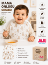 Jaju Baby Kullan At Tela Mama Önlüğü Ayıcık Desenli Pratik ve Hijyenik Bebek Mama Önlüğü