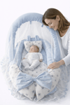 Jaju Baby Mavi Kulaklı Cibinlik ve Oyuncak Aparatlı Lüx Tasarım Babynest