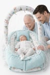 Jaju Baby Mavi Waffle Pike Kumaş Ceylan Tasarım Ponponlu Oyuncak Aparat ve Tül Babynest Set 