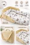 Jaju Baby Nest Çantalı Babynest Taşınabilir Anne Yanı Dağlı Sarı Pike Babynest
