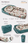 Jaju Baby Nest Mavi Orman Desenli Çantalı Babynest Bebek Çantası Taşınabilir Anne Yanı Yatağı