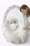 Jaju Baby Nest Örgü Kumaş Tüy Desenli Cibinlik Tüllü Babynest