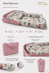 Jaju Baby Nest Pembe Orman Desenli Çantalı Babynest Bebek Çantası Taşınabilir Anne Yanı Yatağı