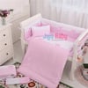 Jaju Baby Pembe Beyaz Bebek Nevresim Takımı ve Kenar Koruma
