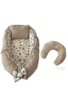Jaju Baby Pike Kumaş ve Müslin Kumaş Tilki Tasarım Ponponlu 3'lü Babynest Set
