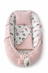 Jaju Baby Pudra Örgü Pike Kumaş ve Müslin Kumaş Ponponlu 3'lü Babynest Set