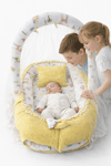 Jaju Baby Sarı Waffle Pike Kumaş Ceylan Tasarım Ponponlu Babynest Oyuncak Aparat ve Tül Set
