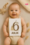 Jaju Baby Yeni Doğan Bebek Ay Kartları | 1-12 Ay Doğum & Kırkı Çıktı | Fotoğraf Çekim Unisex Anı Kartları Seti