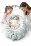 Jaju Baby Yeşil Bulut Desenli Cibinlik ve Oyuncak Askılı Lüx Tasarım Babynest