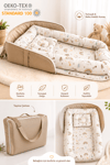Jaju Babynest Dağ Desenli Çantalı Babynest Bebek Çantası Taşınabilir Anne Yanı Yatağı Seyahatte, Araçta, Otelde.