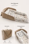 Jaju Babynest Dağ Desenli Çantalı Babynest Bebek Çantası Taşınabilir Anne Yanı Yatağı Seyahatte, Araçta, Otelde.