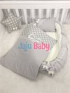 Jaju Babynest Gri Fiyonk Beyaz Lüx Ortopedik Baby Nest