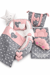 Jaju Babynest Gri Pudra Yıldızlı Ortopedik Lüx Baby Nest Bebek Yatağı