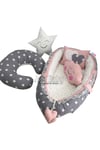 Jaju Babynest Gri Yıldızlı Lüx Ortopedik Baby Nest ve Emzirme Yastığı