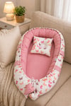 Kelebek Çift Taraflı Babynest %100 Pamuk Bebek Yuvası – Ayarlanabilir & Konforlu Bebek Yatağı