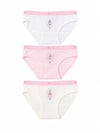 Kız Çocuk Balerin Baskılı Slip Külot 3'lü Paket – Beyaz, Pembe, Ekru