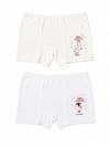 Kız Çocuk Baskılı Boxer 2'li Paket – Ekru & Beyaz