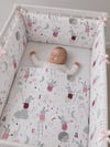 Sevimli Tavşan Pembe (4 Kenar) Beşik Koruma – Montessori Yumuşak Bebek Uyku Koruyucu