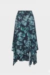 Asimetrik Kesim Floral Etek   4093