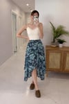 Asimetrik Kesim Floral Etek   4093