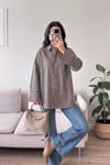 Çizgili Oversize Basic Gömlek 3504
