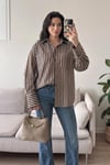 Çizgili Oversize Basic Gömlek 3504