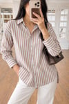 Çizgili Oversize Basic Gömlek 3504